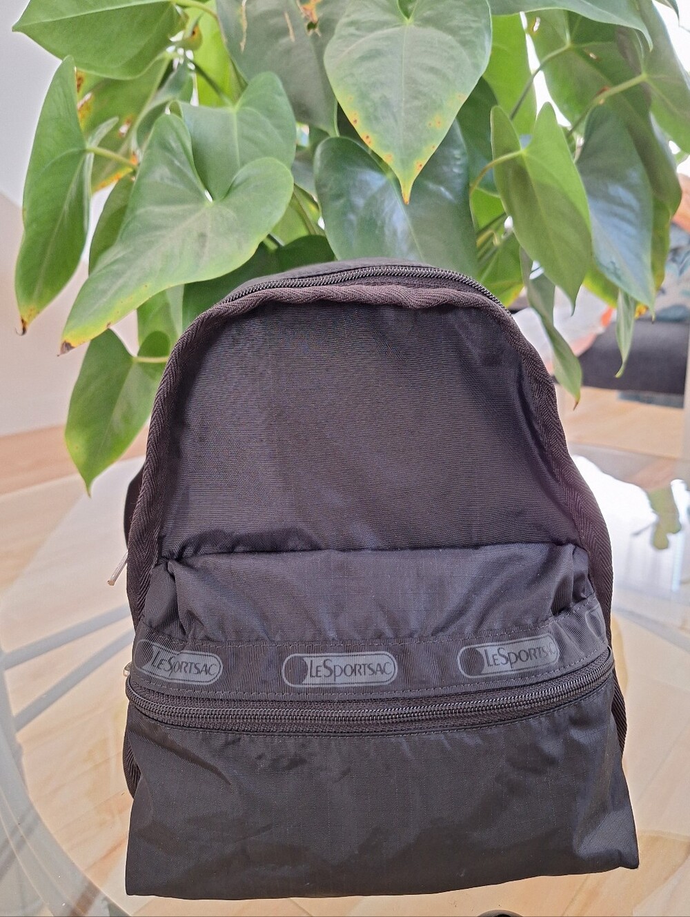 Lesportsac Black Mini Backpack with Logo Trim Like New